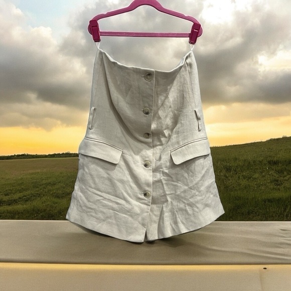 Zara Bloggers Favorite Beige Belted Linen Blend  Top size M - Picture 4 of 16